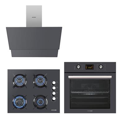 Kumtel Antrasit (Gri) Cam Digital / Dokunmatik Ankastre Set - 8 Prog