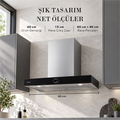 Kumtel Armany 60 cm İnox Davlumbaz
