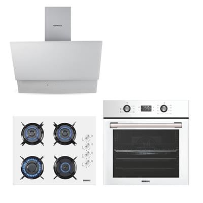 Kumtel Beyaz Cam Digital / Dokunmatik Ankastre Set - 8 Prog