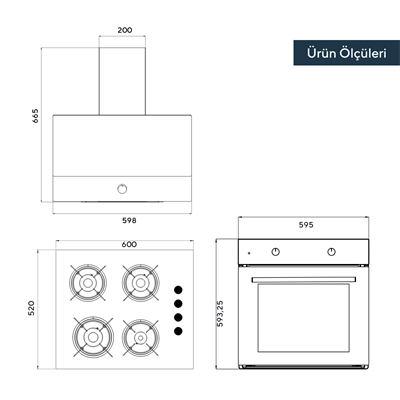 Kumtel Black Still Button Ankastre Set
