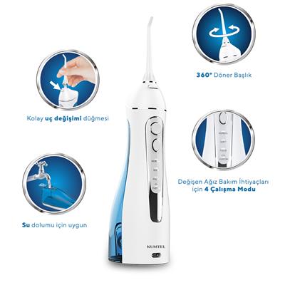 Kumtel Caremi Şarjlı Taşınabilir 3 Başlıklı Diş ve Ağız Duşu HDD-01