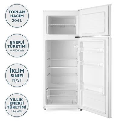 Kumtel Çift Kapılı Buzdolabı 204L HTMF-210