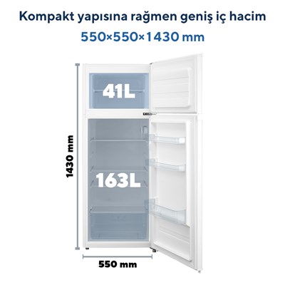 Kumtel Çift Kapılı Dijital Buzdolabı 204L HTMF-210
