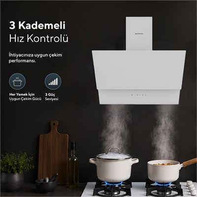 Kumtel DA5-895 Beyaz Dokunmatik Cam Davlumbaz 50 cm