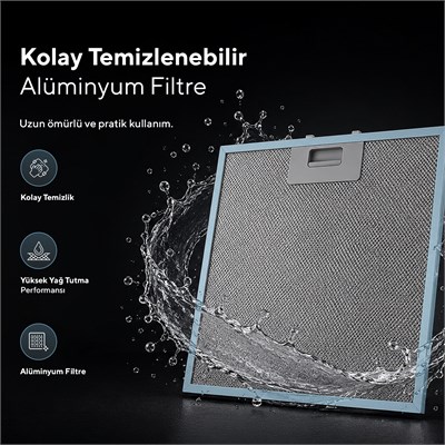 Kumtel DA6-825 Beyaz Dokunmatik Cam Davlumbaz