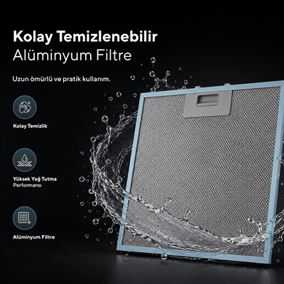 Kumtel DA6-895 Beyaz Dokunmatik Cam Davlumbaz 50 cm