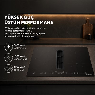 Kumtel Davlumbaz Entegreli İndüksiyon Ocak HFLOW-6074
