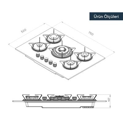 Kumtel Digital Beyaz Ankastre Set 5 Gözlü