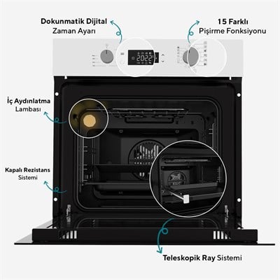 Kumtel Digital Plus 15 Programlı Dokunmatik Beyaz Cam Ankastre Set