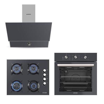 Kumtel Dizayn Antrasit (Gri) Cam Ankastre Set