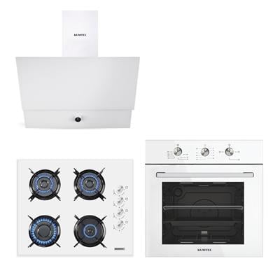 Kumtel Dizayn Beyaz Cam Ankastre Set