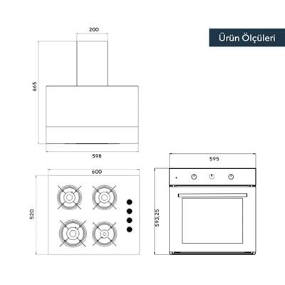 Kumtel Dizayn Siyah Cam Ankastre Set