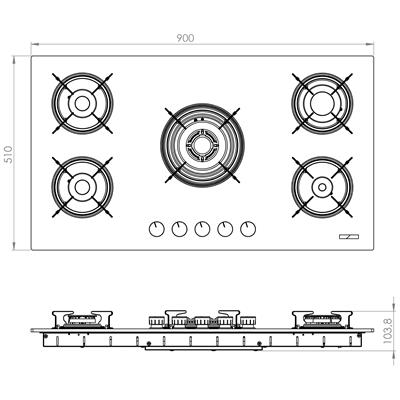 Kumtel Döküm Izgaralı 5li Beyaz Cam Ankastre Ocak C9-50WF