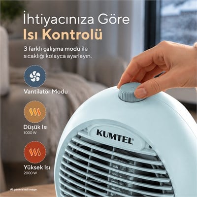 Kumtel Fanlı Isıtıcı 2000 W LX-6331 Mavi