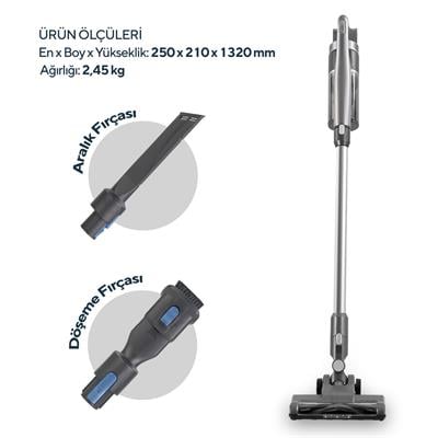 Kumtel Gri Kablosuz Şarjlı Dik Süpürge HVC-14