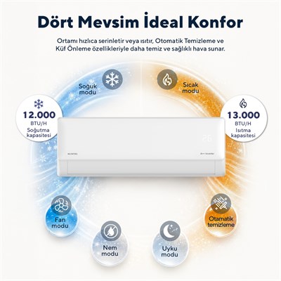 Kumtel Hinoki KMSAC-12 12.000 Btu A++ Inverter Duvar Tipi Split Klima (Montaj Dahil)