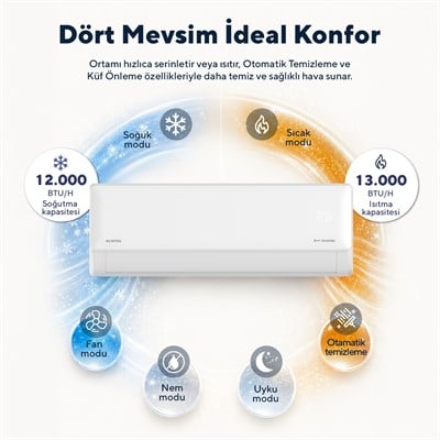 Kumtel Hinoki KMSAC-12 12.000 Btu A++ Inverter Duvar Tipi Split Klima (Montaj Dahil)