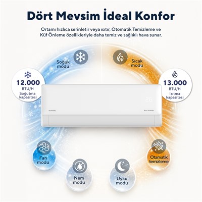 Kumtel Hinoki KMSAC-12 12.000 Btu A++ Inverter Duvar Tipi Split Klima (Montaj Dahil)
