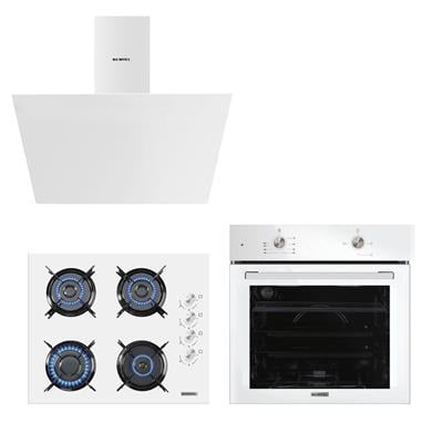 Kumtel Home Basic Beyaz Cam Ankastre Set