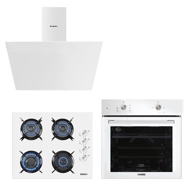 Kumtel Home Basic Beyaz Cam Ankastre Set