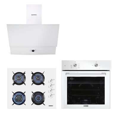 Kumtel Home Beyaz Cam Ankastre Set