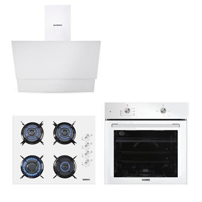 Kumtel Home Plus Beyaz Cam Ankastre Set