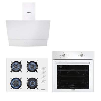 Kumtel Home Plus Beyaz Cam Ankastre Set
