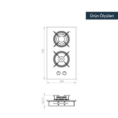 Kumtel İkili Ankastre Domino Cam Ocak C3-20F