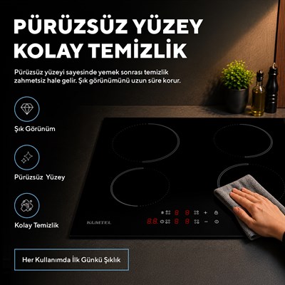 Kumtel İndüksiyonlu Cam Ankastre Ocak HI6-4TB