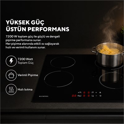 Kumtel İndüksiyonlu Cam Ankastre Ocak HI6-4TB