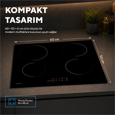 Kumtel İndüksiyonlu Cam Ankastre Ocak HI6-4TB