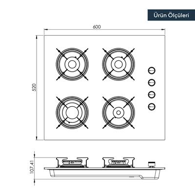 Kumtel Italian Design Cam Ankastre Ocak KO-40TAHDF