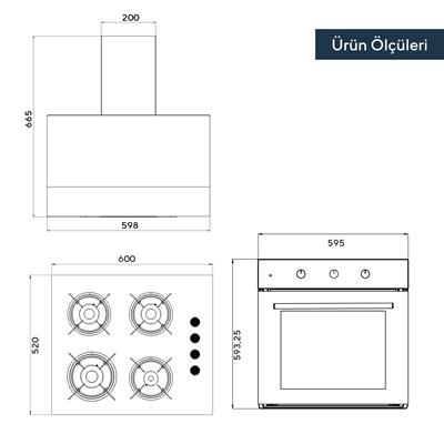 Kumtel Kristal Beyaz Cam Ankastre Set