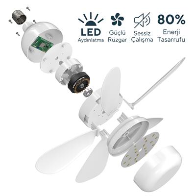 Kumtel KTF-201 LED Işıklı Uzaktan Kumandalı Tavan Vantilatörü