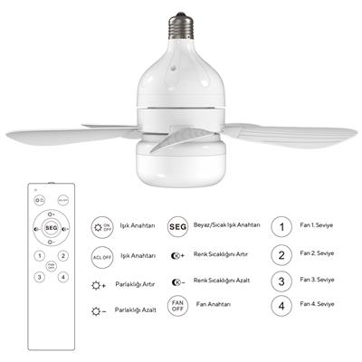 Kumtel KTF-201 LED Işıklı Uzaktan Kumandalı Tavan Vantilatörü