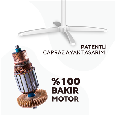 Kumtel KTF-290 Beyaz 16 İnç Ayaklı Vantilatör 40 W,3 Kanatlı, 3 Pervaneli, 120 cm Ayarlanabilir Yükseklik