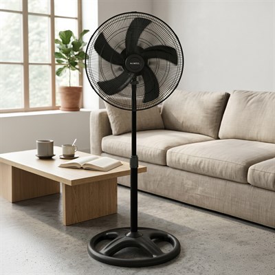 Kumtel KTF-345 Siyah 18 İnç Ayaklı Vantilatör 60 W, 5 Kanatlı, 3 Kademeli, 132 cm Ayarlanabilir Yükseklik