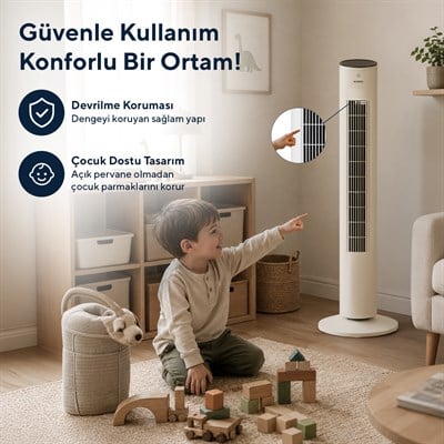 Kumtel KTF-360 Kule Tipi Vantilatör Beyaz