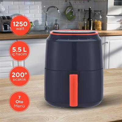 Kumtel Lacivert Digital Fastfryer (Yağsız Fritöz Airfryer) HAF-09