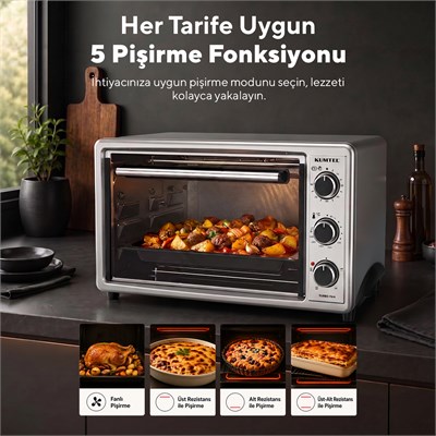 Kumtel LX-3575 45 Litre Gri Turbo Mini Fırın