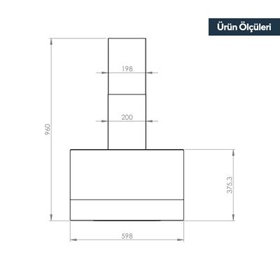 Kumtel Metalik Gri Cam Ankastre Davlumbaz DA6-835
