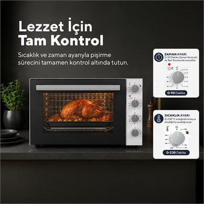 Kumtel Piliç Çevirmeli 71 Litre Midi Fırın LX-9645 Beyaz