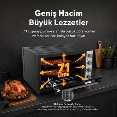 Kumtel Piliç Çevirmeli 71 Litre Midi Fırın LX-9645