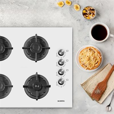 Kumtel Plus Beyaz Cam Ankastre Ocak KO-40 TAHDF