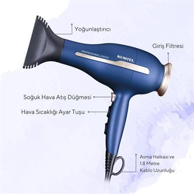 Kumtel Profesyonel 2400W İyonik Saç Kurutma Makinesi HHD-03