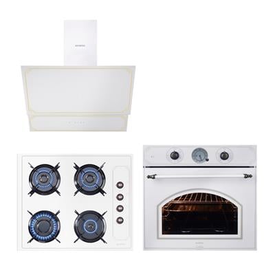 Kumtel Rustik Beyaz Cam Ankastre Set