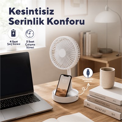 Kumtel Şarj Edilebilir Masa ve El Fanı KUF-106