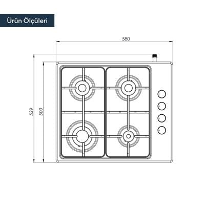Kumtel Siyah 2li Ankastre Set (Fırın-Ocak)
