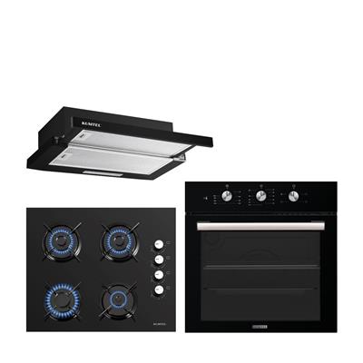 Kumtel Siyah Aspiratörlü Kristal Ankastre Set