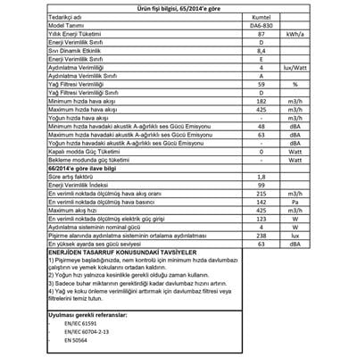Kumtel Siyah Cam Davlumbaz DA6-830
